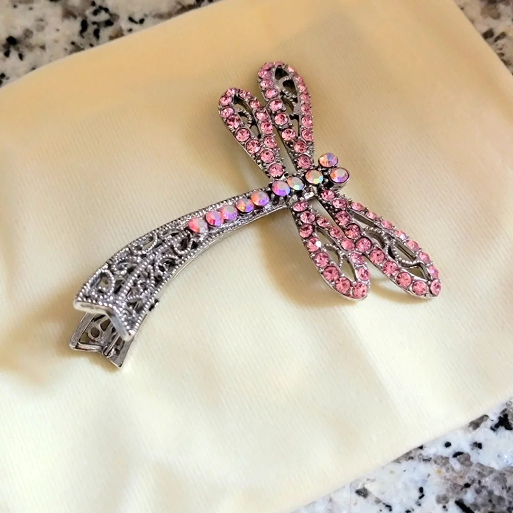 Rhinestone Dragonfly Brooch / Hair Clip - Picture 4 of 8